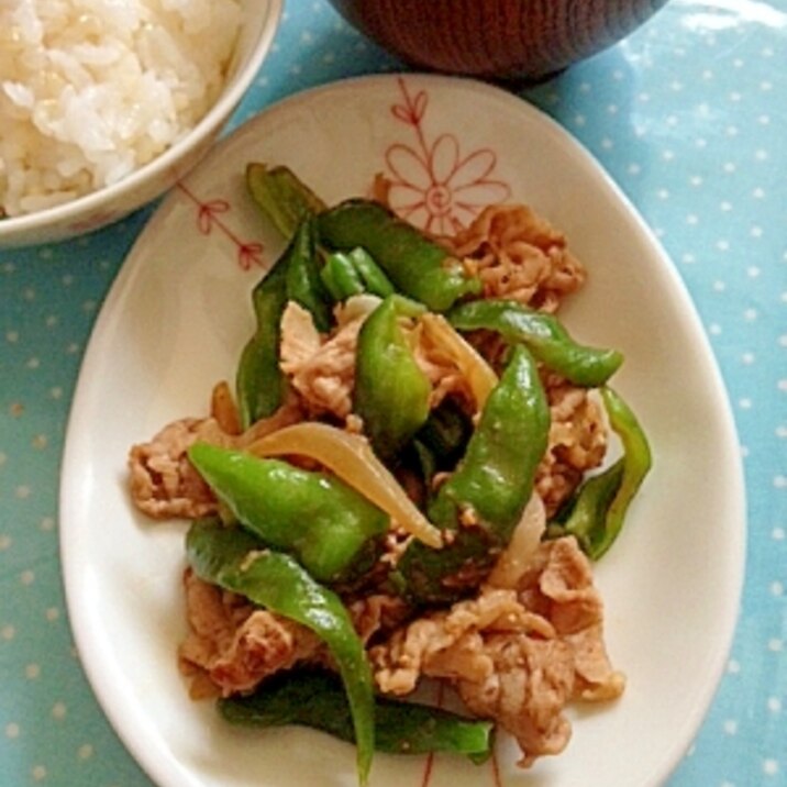 ししとうと豚肉の味噌炒め☆